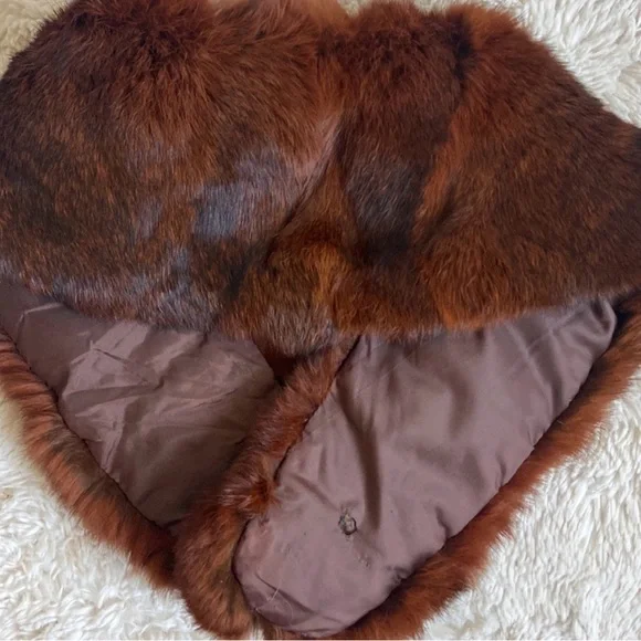 VINTAGE Reddish brown real fur collar~stole~ Wrap~Gadsby~flapper~1920s style - Picture 10 of 14